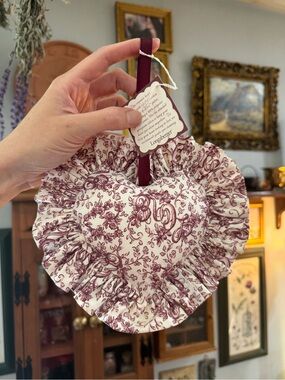 Vintage Cottage Core Longaberger “Letters of Love” Fabric Heart Wall Hanging